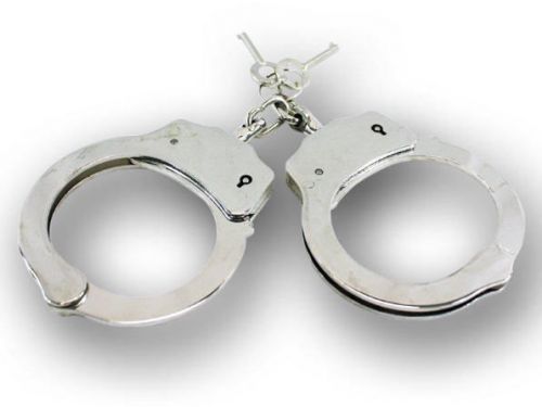 New Police Double Lock Style Handcuffs Nickel Plated Steel