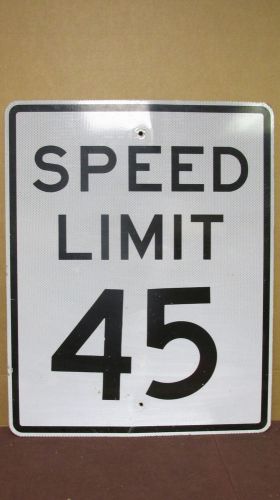 Used 2001 Indiana Dept. Street Sign &#034;Speed Limit 45&#034; Aluminum Traffic 24x30