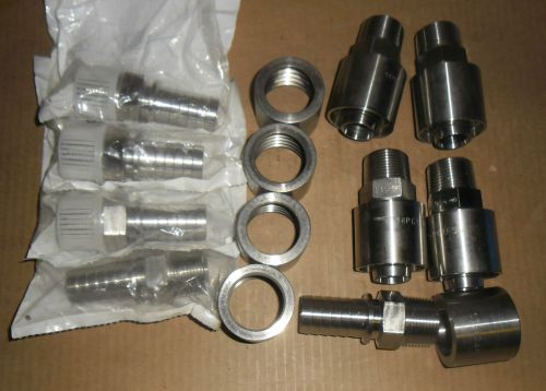 Lot of 9 gates stainless steel -16 npt hose ends n10-16-16-ss + 16pc1fss for sale