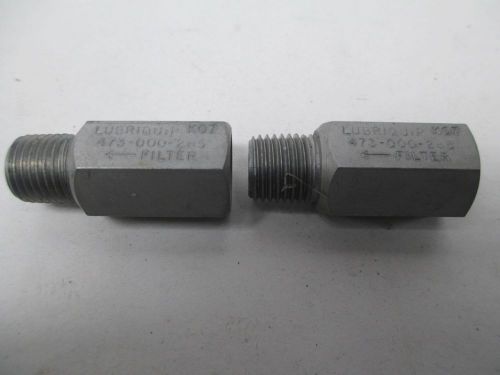 LOT 2 NEW LUBRIQUIP 473-000-265 HYDRAULIC IN-LINE FILTER 1/4IN 90 MICRON D298375