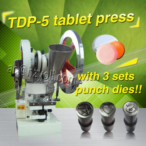 Free with 3 set punch dies mold tdp-5 single punch tablet pill press machine for sale