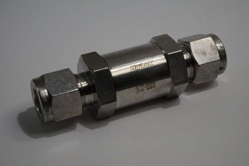 Hy-lok 3/8 tube check valve cv2-h6t-1 316 stainless steel &#034;m4r&#034; for sale