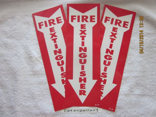 (LOT OF 3) SELF-ADHESIVE VINYL &#034;FIRE EXTINGUISHER ARROW&#034; SIGN&#039;S...4&#034; X 12&#034; NEW