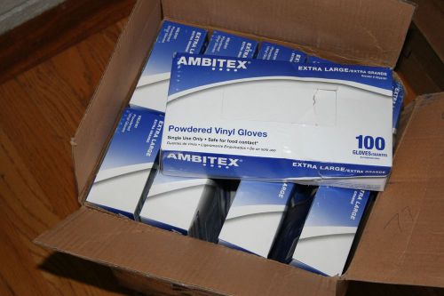 Ambitex vxl5101 disposable gloves vinyl x-large powdered  1 case - safe for food for sale