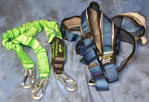 Dbi sala exofit xp vest style harness, medium , blue/gray w/ stretchsoft lanyard for sale