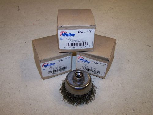 Weiler 13245 3&#034; Crimped Wire Cup Brush, .014, 5/8&#034;-11 UNC A.H. (CRA-2)