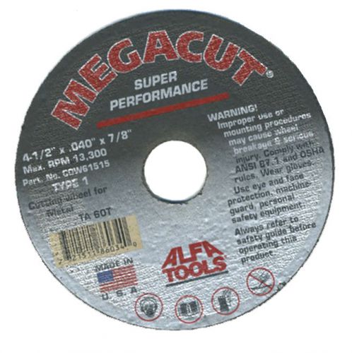 Alfa tools cow61515 4-1/2&#034; x .045 x 7/8&#034; type-1 cut-off wheel for angle grinders for sale