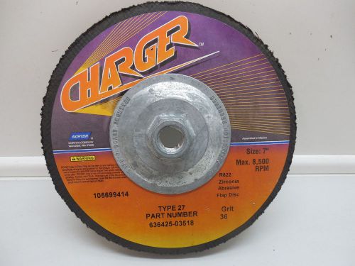 Norton charger flap sanding disc 7&#034;x5/8-11 36-grit qty-5 new for sale