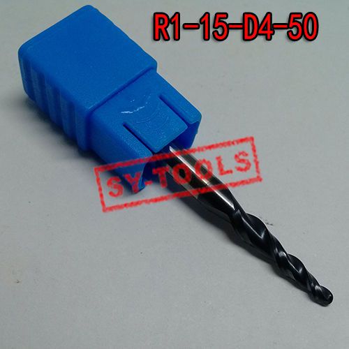 2pcs r1*d4*15*50 solid carbide tapered ball nose end mill coating tialn hrc55 for sale