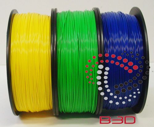 1.75 mm Filament 4 3D Printer. ABS YELLOW, GREEN AND BLUE BUNDLE SPOOLS