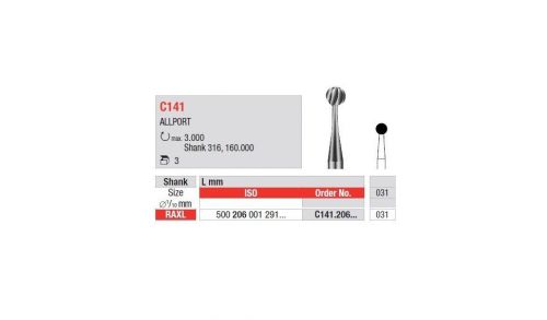 EDENTA Surgical burs-  ROUND carbide Surgery burs C141.206.031/ 3-pack