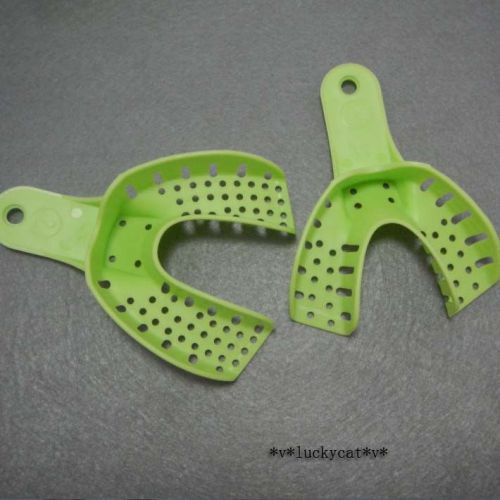 10pcs Middle Size Green Dental Impression Trays Autoclavable Dental Tray Supply
