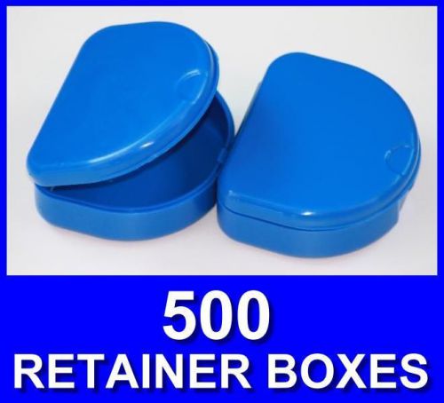 500 dark blue denture retainer box orthodontic dental case mouth tray brace for sale