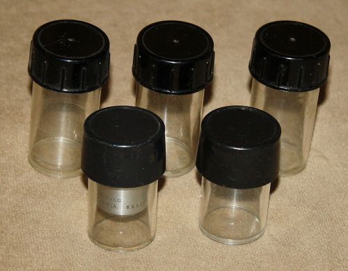 5 Microscope Screw-Top Plastic Objective Cases - w/ B&amp;L 10x Objective
