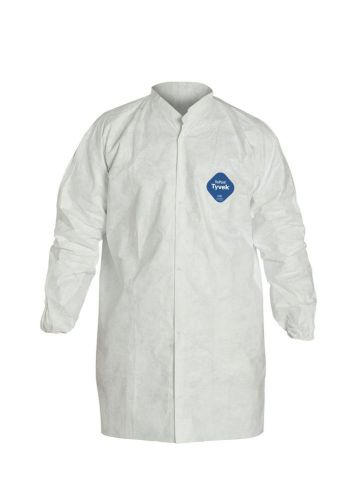 New dupont tyvek labcoat, snap front, 2 pockets, 3x ty216swh3x003000 pack of 30 for sale