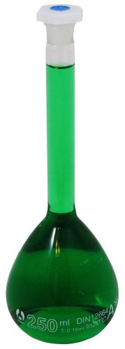 250ml volumetric glass flask with shatterproof plastic stopper for sale