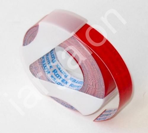 ROTEX Embossing Tape Glossy Red 3/8&#034; x 12 Ft 1302-02 NEW Label Labeling