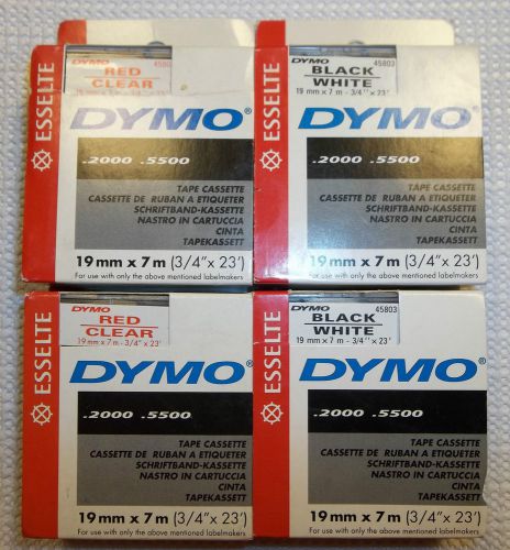Dymo Labelmaker Tape Cassette 3/4&#034; x 23&#039; Red Clear Black White  .2000 .5500