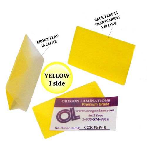 Qty 500 yellow/clear credit cards laminating pouches 2-1/8&#034; x 3-3/8&#034; transparent for sale