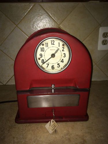 vtg RedTime Recorder Clock -- Simplex 1930&#039;s 40&#039;s ? Time Recorder, Works Great