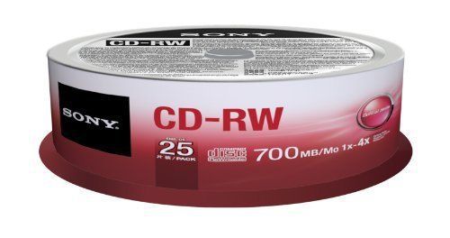 NEW Sony 25CRW80SPM CD-RW 4X 700MB Spindle Rewritable CD, 25-Pack