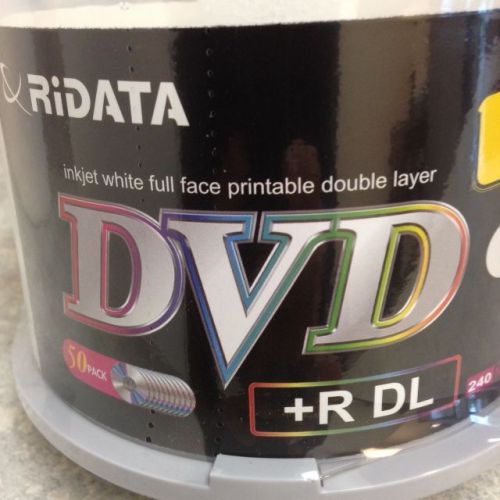 50 Ridata 8x DVD+R White Inkjet Double Layer Hub Printable Dual DL 8.5GB Disk