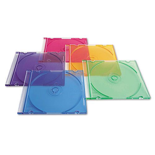Verbatim CD/DVD Slim Cases, 5 Assorted Jewel Colors, 50 per Pack - VER94178