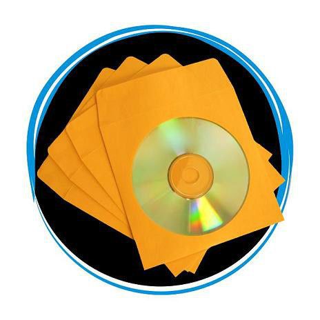 500-pk Orange Color CD DVD Paper Sleeves Envelope Holder w/ Clear Window &amp; Flap