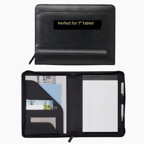 New leeds black zippered padfolio organizer for nexus samsung 7 inch tab tablet for sale