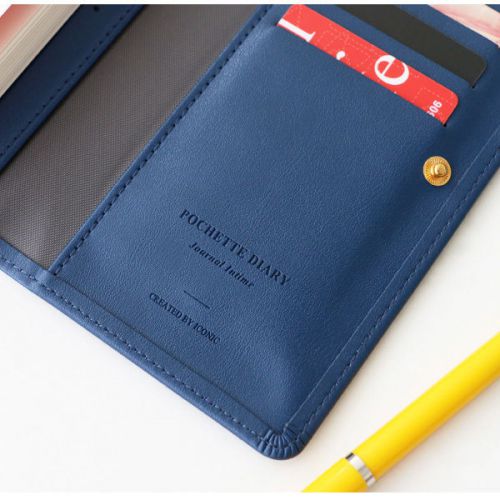 Iconic pochette diary deep blue color/wallet type planner/synthetic leather