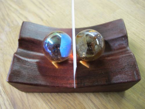 Desktop Wood &amp; Glass Balls Business Card Holder
