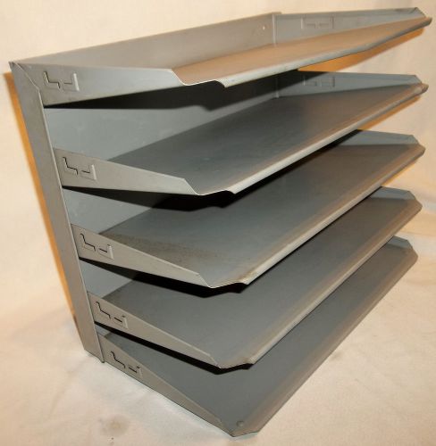 Vintage LIT-NING Gray Industrial Office Desk File Holder Organizer 5 Tier