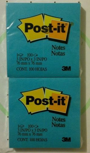 Blue Post-It Notes 3&#034; x 3&#034; Pads (Set of TWO)