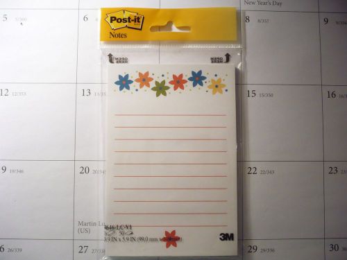 NEW w/ Tag 50 Post-it Mod Colorful Flowers Design Notes (2009) 3.9&#034; by 5.9&#034;