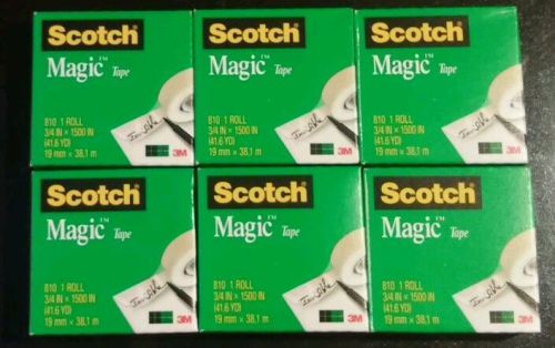 6 Packs Scotch Magic Tape  3/4&#034; x 1500&#034; Jumbo Roll