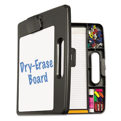 Portable Dry Erase Clipboard Case, 4 Compartments, 1/2&#034; Capacity, Charcoal