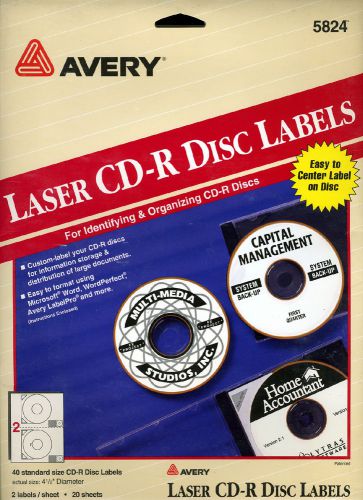 Avery 5824 Laser CD-R/DVD Disc Standard Size Labels 4 Pks of 20 Sheets