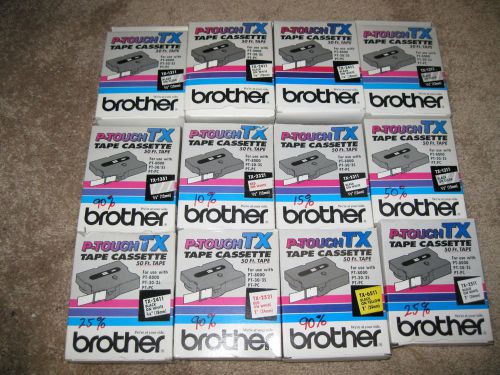Lot of 12 Brother P-touch TX Tape Cartridge for PT-8000 4 new 8 open cartridges