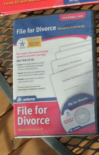 NEW ADAMS FILE FOR DIVORCE MANUAL &amp; FORMS ON CD