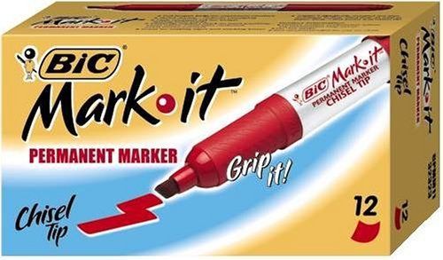 Bic fade-resistant chisel point permanent marker - chisel marker (gpmm11rd) for sale