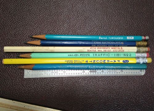 Lot Vintage Pencils Berol EF Fairmount Empire G.N. Railway Cahn Instrument USED
