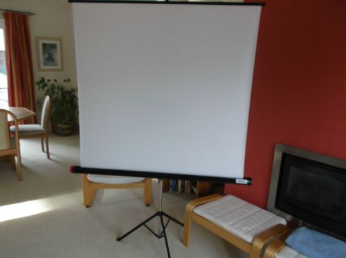 Jessop silver/white projector screen tripod or wall hang 125 x 125