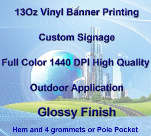 13Oz Full Color Custom Signage Vinyl Banner Printing, Glossy, Hem+Grommets
