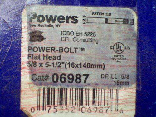 Lot of 5 powers flat head  concrete anchor bolts. 5/8&#034; x 5-1/2&#034;   06987 for sale