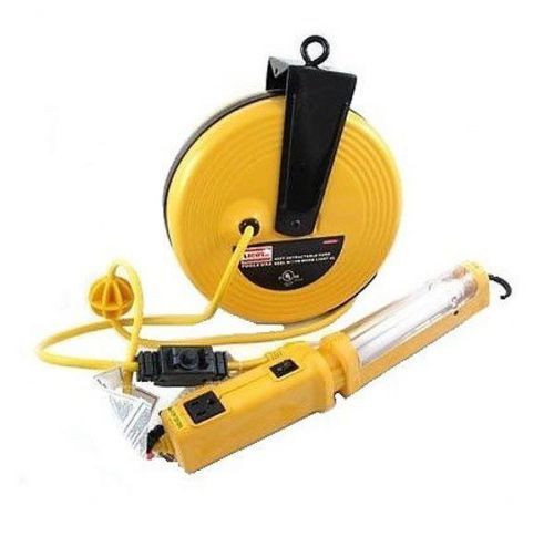 40 ft retractable cord reel w/13 watts flourescent work light - trouble lamp for sale