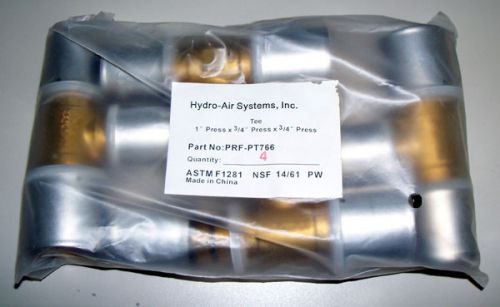 New Lot of 4 Hydro-Pex PRF-PT766 Brass Press Fittings