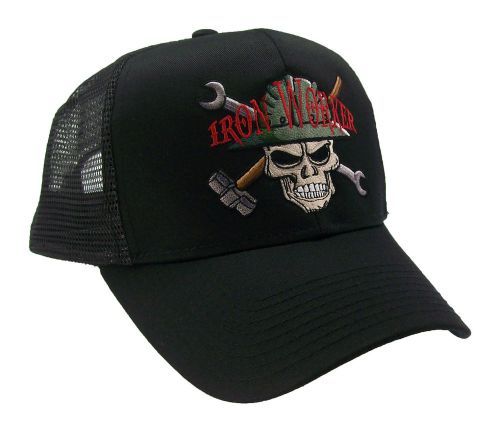 Iron Worker Skull Construction Oilfield Roughneck Embroidered Mesh Cap Hat