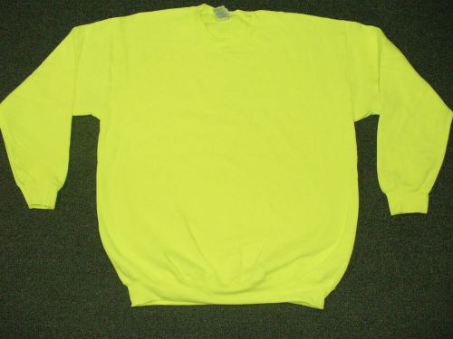 New mens safety green crewneck sweat shirt size large by gildan for sale