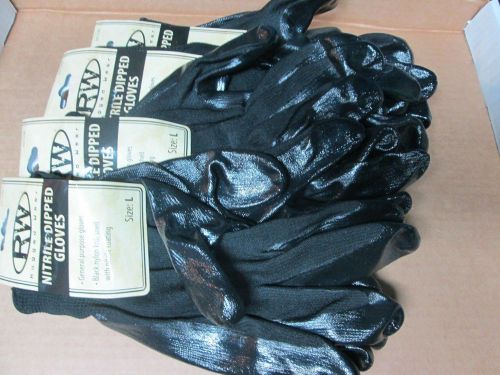 Lot of 4 pairs of Rugged Wear Nitrile Dipped Work Gloves Size L New with Tags