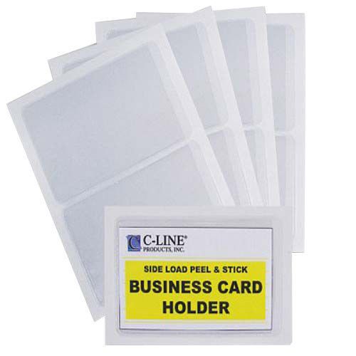 C-Line Side Load Peel &amp; Stick Business Card Holders - 10/PK Free Shipping